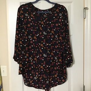 Black blouse with colored polka dots